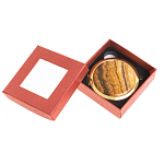 Зеркало карманное складное круглое из натурального камня Оникс в подарочной упаковке Gold Stone Mirrors варинант исполнения - 3 | Loft Concept в Саратове