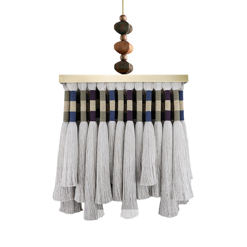 Люстра квадратная плетеная с бахромой Wicker Square Chandelier with Tassels Мульти Люстра квадратная плетеная с бахромой Wicker Square Chandelier with Tassels Мульти в Саратове | Loft Concept