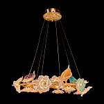 Люстра круглая на золотом каркасе с птичками и цветочным декором Miscellaneous herbs варинант исполнения - 1 | Loft Concept в Саратове