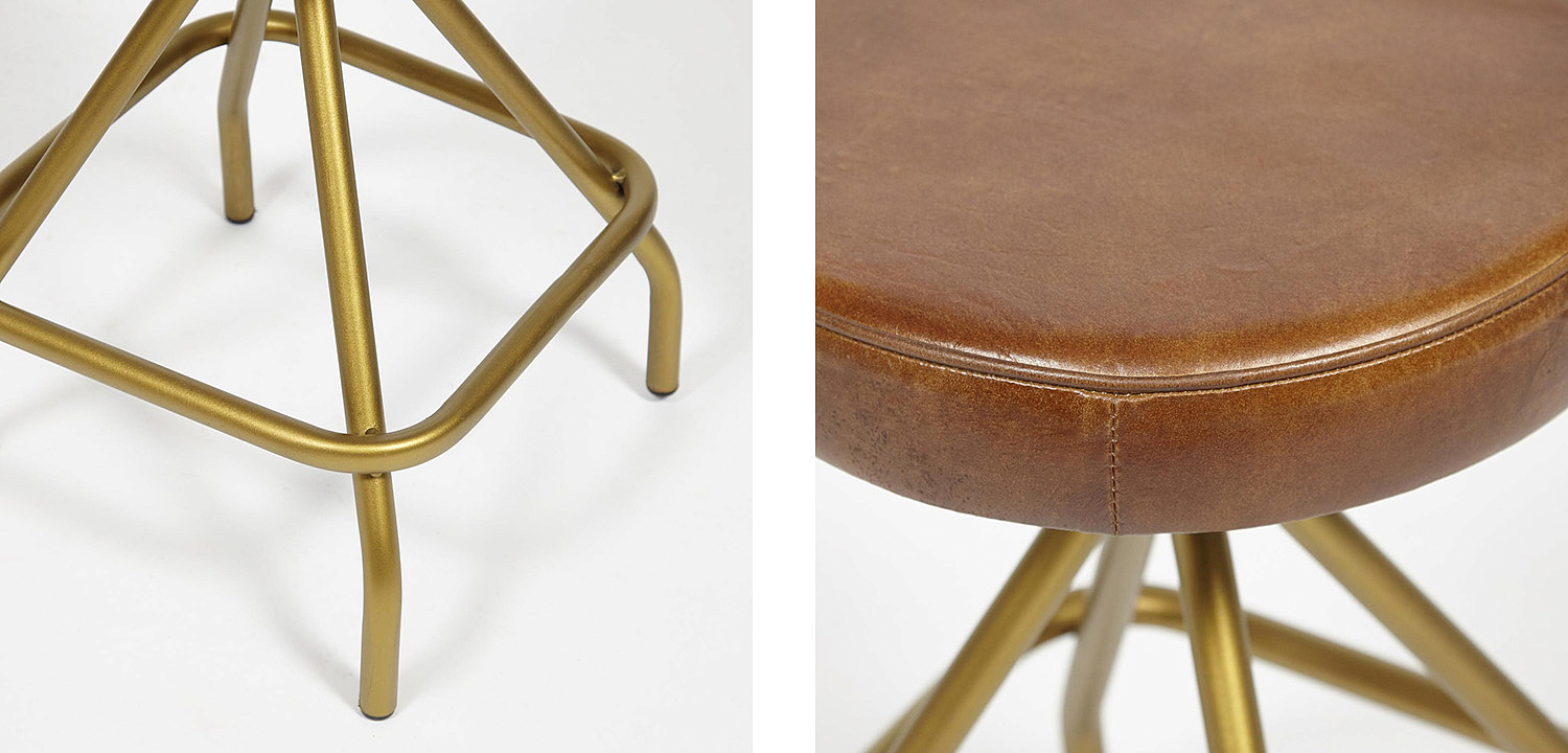 Стул из кожи буйвола Industrial leather stool Стул из кожи буйвола Industrial leather stool - Loft-Concept в Саратове
