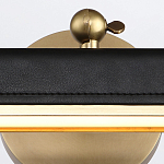 Светильник для картин цвет винтажная латунь с прямоугольным плафоном из кожи черного цвета Alora варинант исполнения - 5 | Loft Concept в Саратове