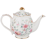 Чайник из фарфора белый с цветочным принтом Flower Porcelain Collection варинант исполнения - 1 | Loft Concept в Саратове