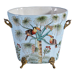 Кашпо из голубого фарфора с бронзовыми элементами Blue Garden варинант исполнения - 1 | Loft Concept в Саратове