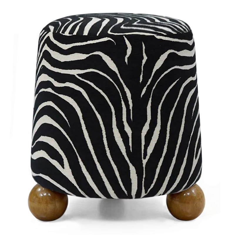 Пуф Wakonda обивка ZEBRA с Круглыми ножками  Черно-белый Коричневый в Саратове | Loft Concept 