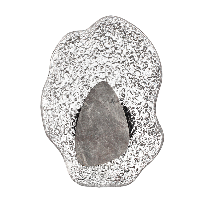 Бра с волнообразным стеклянным плафоном и вставкой из мрамора Liquid Stone Черный Прозрачное Стекло Серый Янтарный Коричневый Дымчатый (Smoke) в Саратове | Loft Concept 