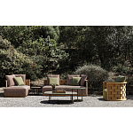 Дизайнерский уличный диван из массива дерева с плетеной спинкой PALINFRASCA Sofa варинант исполнения - 23 | Loft Concept в Саратове