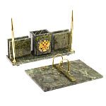 Настольный письменный набор из змеевика с гербом России Successful Leader варинант исполнения - 3 | Loft Concept в Саратове