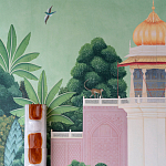 Обои ручная роспись Mahal Garden Original colourway on blue painted Xuan paper варинант исполнения - 3 | Loft Concept в Саратове