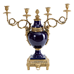 Подсвечник из темно-синего фарфора на бронзовой подставке с фигурками ангелов и декоративными ручками Eden Garden варинант исполнения - 1 | Loft Concept в Саратове