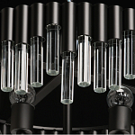 Люстра круглая из матового черного металла с подвесками из прозрачных стеклянных трубок Noir Tubes варинант исполнения - 8 | Loft Concept в Саратове