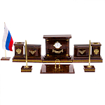 Настольный письменный набор с часами и визитницами из природного камня обсидиана Royal Present варинант исполнения - 1 | Loft Concept в Саратове