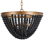 Люстра с подвесками в виде круглых деревянных черных бусин Black Wooden Beads Chandelier варинант исполнения - 1 | Loft Concept в Саратове