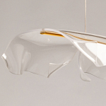 Люстра линейная с 3-мя белыми волнистыми плафонами Wave Line варинант исполнения - 8 | Loft Concept в Саратове