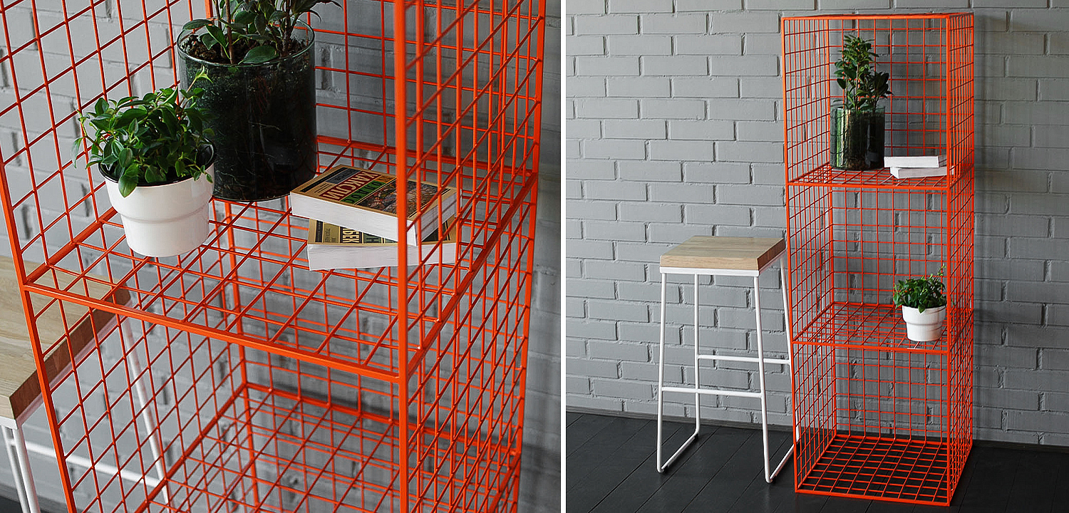 Стеллаж Carney Orange Industrial Metal Rust Rack Стеллаж Carney Orange Industrial Metal Rust Rack - Loft-Concept в Саратове