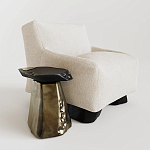 Кресло Cannes с мягкой обивкой букле молочного цвета  варинант исполнения - 1 | Loft Concept в Саратове