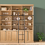 Книжный шкаф из массива сосны с металлической лестницей Burton Wood Cabinet варинант исполнения - 8 | Loft Concept в Саратове