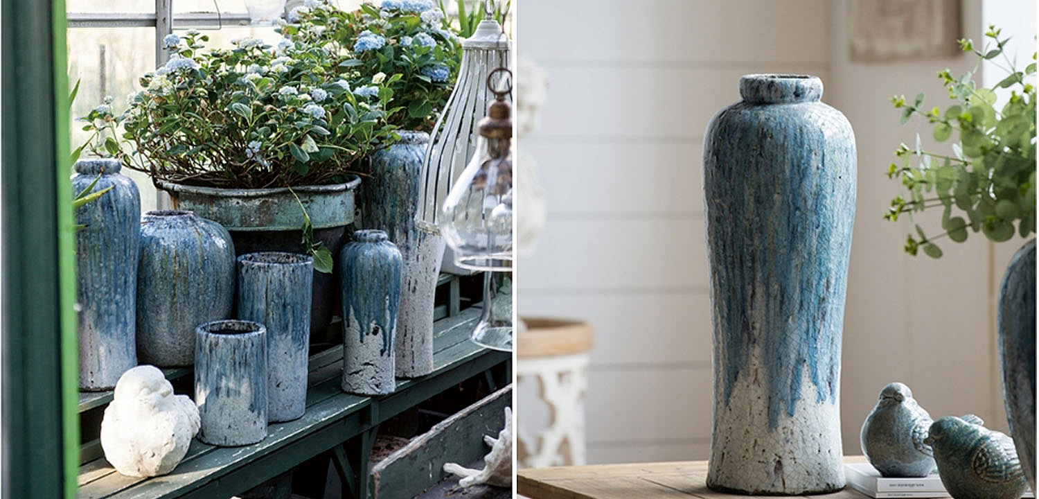 Ваза Terracotta Vase blue-white high Ваза Terracotta Vase blue-white high - Loft-Concept в Саратове