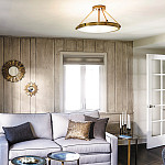 Потолочный светильник цвета латунь с плоским круглым плафоном Hinkley варинант исполнения - 2 | Loft Concept в Саратове