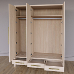 Большой Шкаф Primo Светлый дуб с 3 дверьми и 3 выдвижными ящиками варинант исполнения - 6 | Loft Concept в Саратове