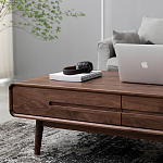 Кофейный стол из массива дерева с выдвижными ящиками Coffee Walnut Table варинант исполнения - 5 | Loft Concept в Саратове