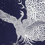 Обои ручная роспись в стиле Арт-деко Whistler Peacocks Special Colourway on Empire Blue dyed silk варинант исполнения - 2 | Loft Concept в Саратове