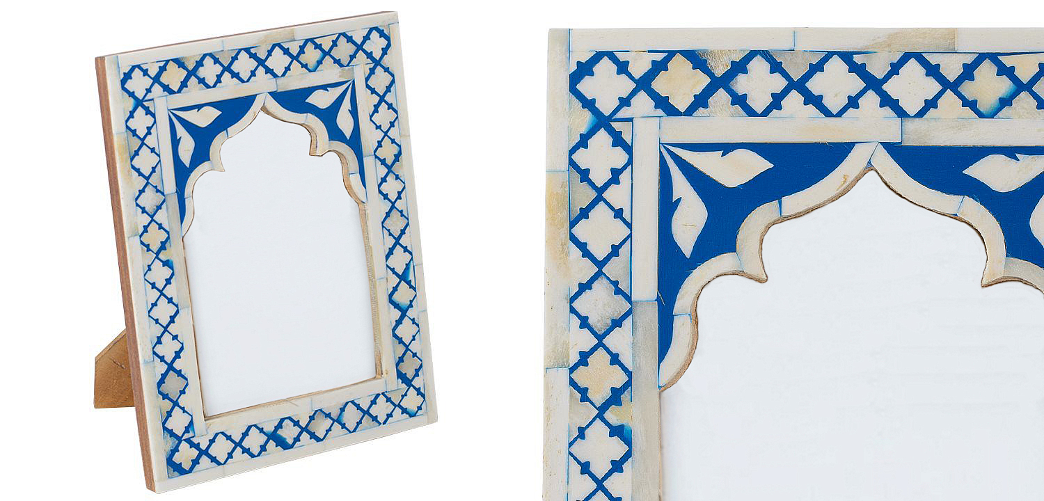 Photo Frame Blue White Moroccan Bone Mosaic Photo Frame Blue White Moroccan Bone Mosaic - Loft-Concept в Саратове