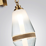 Бра со стеклянным плафоном конусообразной формы и декоративной вставкой из джута Tectona  варинант исполнения - 5 | Loft Concept в Саратове