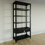 Стеллаж Elsa Dreams Black со стеклянными полками и ящиком варинант исполнения - 1 | Loft Concept в Саратове