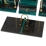 Настольный письменный набор из змеевика тёмно-зелёного цвета с декором в виде орла Successful Leader варинант исполнения - 4 | Loft Concept в Саратове