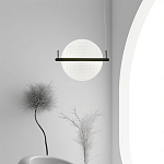 Светодиодный подвесной светильник круглой формы с металлическим черным каркасом Marble Glow варинант исполнения - 5 | Loft Concept в Саратове