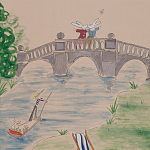 Обои ручная роспись Promenade Special Colourway on pink painted Xuan paper варинант исполнения - 1 | Loft Concept в Саратове