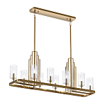 Люстра прямоугольная цвета латунь с прозрачными рифлеными цилиндрическими плафонами Kichler варинант исполнения - 2 | Loft Concept в Саратове