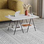 Стол журнальный с белой прямоугольной столешницей и полкой ESSEL WHITE варинант исполнения - 2 | Loft Concept в Саратове