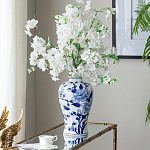 Ваза с бело-синей росписью и изображением цветов Blue & White Ornament варинант исполнения - 4 | Loft Concept в Саратове