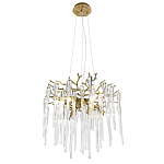 Люстра подвесная круглая в виде ветвей деревьев бронзового цвета с прозрачными подвесками-каплями Droplet Chandelier варинант исполнения - 1 | Loft Concept в Саратове