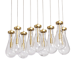 Люстра с 9-ю прозрачными стеклянными плафонами в форме капли Lucid Rain  варинант исполнения - 1 | Loft Concept в Саратове