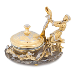 Икорница с декором "Емеля" с гравировкой на подставке из натурального камня Агат Decorative Cavair Dishes варинант исполнения - 3 | Loft Concept в Саратове