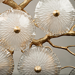 Потолочная люстра круглая ветвистыми бронзовыми элементами и стеклянными рифлеными дисками Textured Glass Chandelier варинант исполнения - 5 | Loft Concept в Саратове