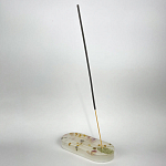 Подставка под благовония из эпоксидной смолы с цветами белая Epoxy Resin Flowers Incense Oval Stand White варинант исполнения - 3 | Loft Concept в Саратове