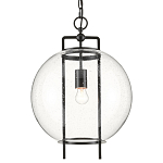 Подвесной светильник в форме шара из прозрачного стекла на линейном черном каркасе  Glass Ball with Seeds варинант исполнения - 2 | Loft Concept в Саратове