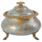 Шкатулка голубого цвета с золотым растительным узором Eden Garden варинант исполнения - 1 | Loft Concept в Саратове