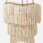 Трехъярусная люстра с подвесками из круглых деревянных бусин белая White Beads Three-tier Chandelier  варинант исполнения - 4 | Loft Concept в Саратове