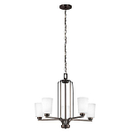 Люстра бронзового цвета с 5-ю матовыми стеклянными плафонами Generation Lighting варинант исполнения - 2 | Loft Concept в Саратове