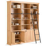 Книжный шкаф из массива сосны с металлической лестницей Burton Wood Cabinet варинант исполнения - 3 | Loft Concept в Саратове