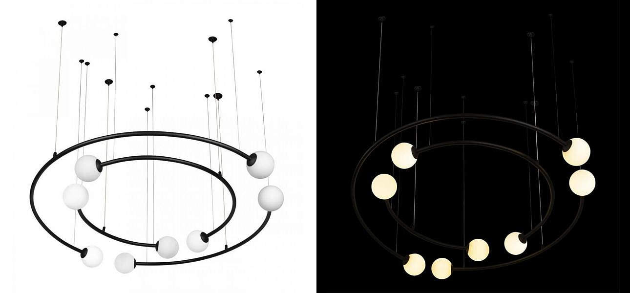 Дизайнерская Модульная Люстра PLANETARY two rings Black 100 см Дизайнерская Модульная Люстра PLANETARY two rings Black 100 см - Loft-Concept в Саратове