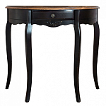 Консоль черная полукруглая из массива березы с ящиком и состаренным эффектом Vintage варинант исполнения - 1 | Loft Concept в Саратове