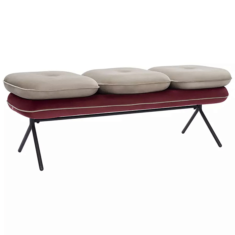 Банкетка с 3-мя раздельными сиденьями Soft Velor Bench Бежевый Мульти Банкетка с 3-мя раздельными сиденьями Soft Velor Bench Бежевый Мульти в Саратове | Loft Concept