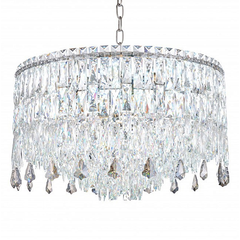 Люстра круглая с хрустальными подвесками на серебряном каркасе Roul Crystal Light Хром Прозрачный Люстра круглая с хрустальными подвесками на серебряном каркасе Roul Crystal Light Хром Прозрачный в Саратове | Loft Concept