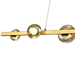 Люстра светодиодная линейная с 6-ю круглыми плафонами коньячного цвета Iona Chandelier Brass  варинант исполнения - 2 | Loft Concept в Саратове