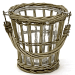 Кашпо стеклянное в плетёной корзине Timber варинант исполнения - 1 | Loft Concept в Саратове